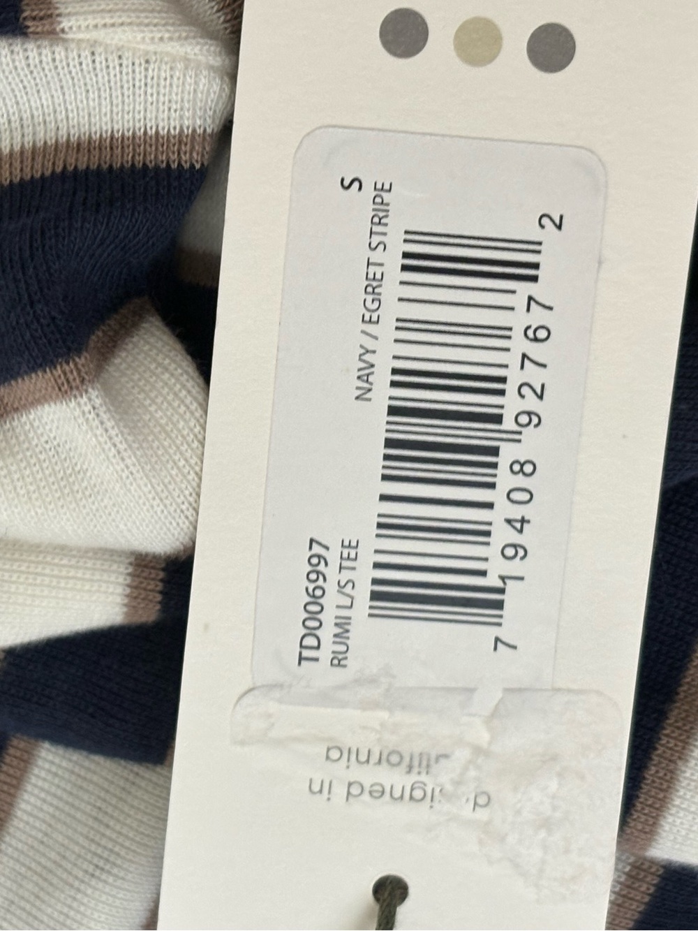 Three Dots Rumi Long Sleeve Tee Brown White Striped Long Sleeve NWT - Picture 8 of 8
